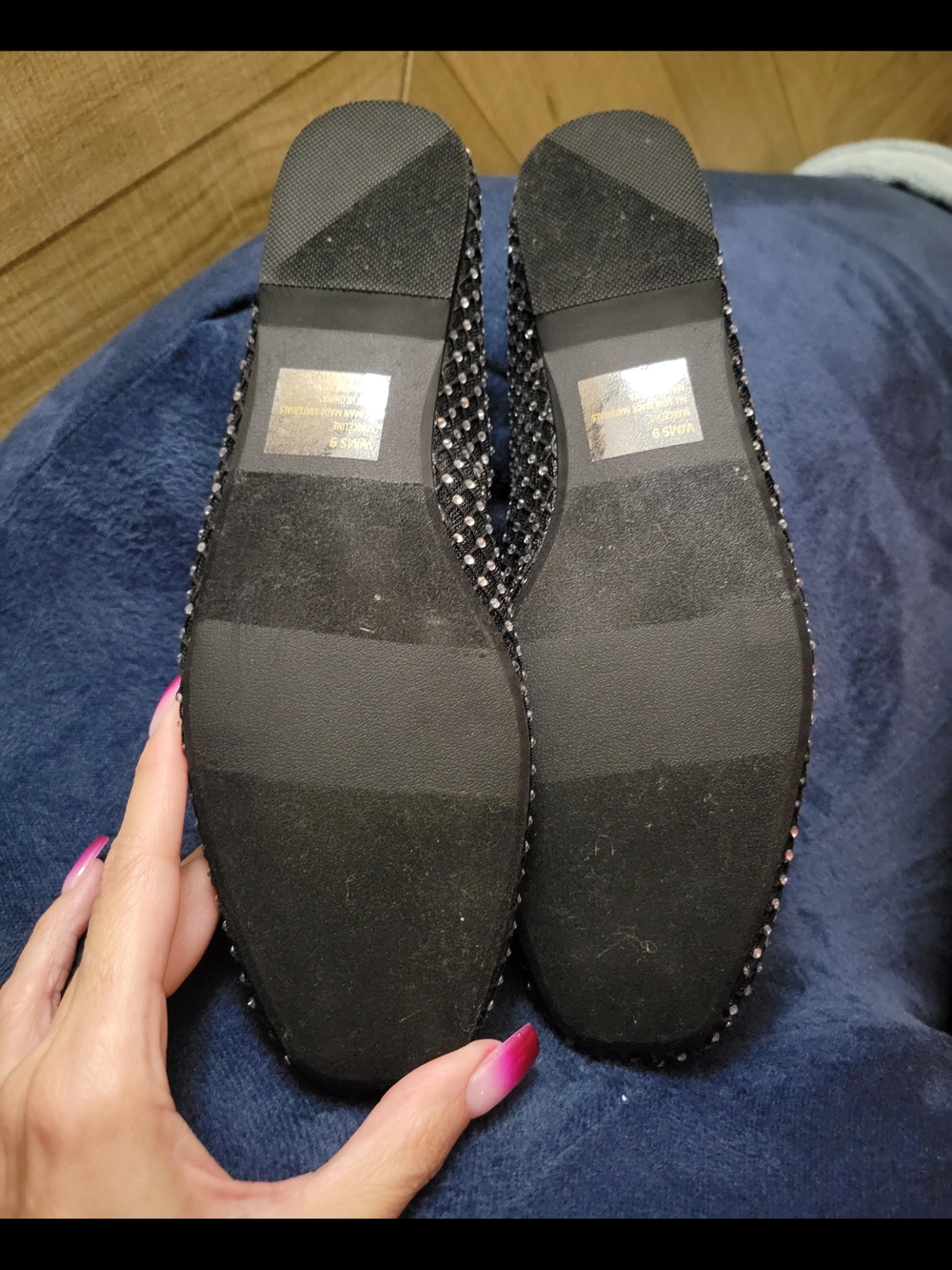 Dolce Vita Black Mesh Ballet Flats with Crystal Studs - Picture 2 of 5